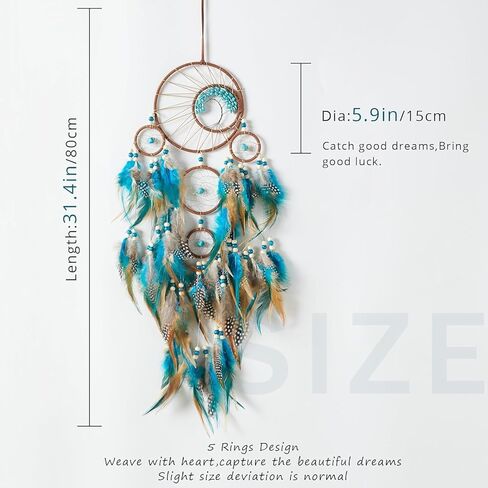 Large Blue Dream Catchers, Handmade Wall Hanging Decor with Turquoise Crystals for Adult Bedroom Handmade Gift for Friends Family (Turquoise) in Saudi Arabia