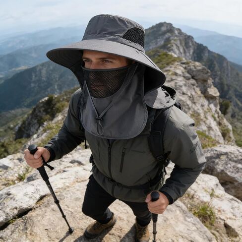 Sun Hats for Women Men with Neck Flap UPF 50+ UV Protection Wide Brim Bucket Hat Safari Hiking Fishing Hats in Saudi Arabia