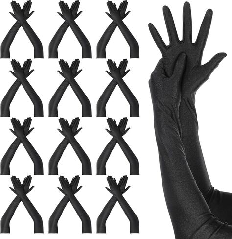 12 Pairs Long Satin Gloves for Women Bride Elbow Opera Costume Dress Stretchy Formal Glove in Saudi Arabia