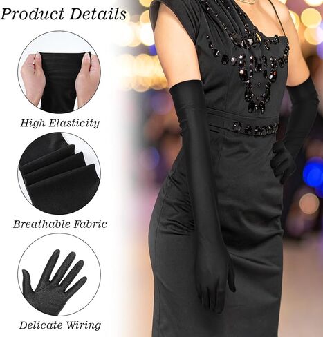 12 Pairs Long Satin Gloves for Women Bride Elbow Opera Costume Dress Stretchy Formal Glove in Saudi Arabia