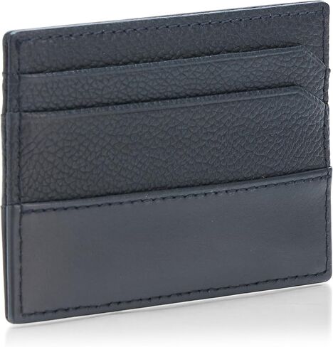 HUGO, Stacked Logo Leather Credit Card Case, navy zone, One Size in Saudi Arabia