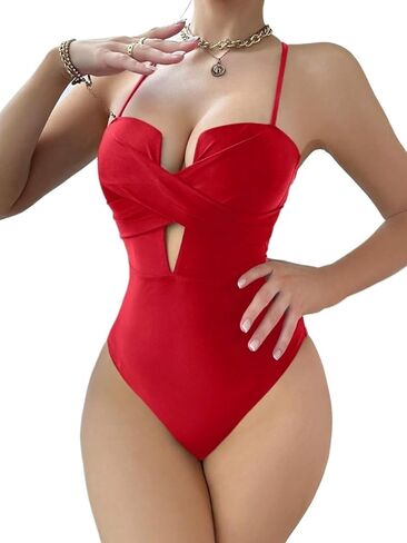 Women's Backless Criss-Cross One-Piece Swimsuit High Stretch Sleeveless Monokini for Beach Vacation in Saudi Arabia