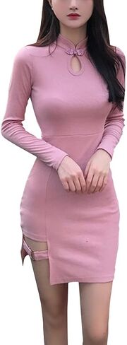 المرأة مثير مفتوح التمثال Bodycon فستان قصير النمط الصيني اليوسفي طوق الجوف خارج الحديثة شيونغسام تشيباو فستان الحفلات in Kuwait