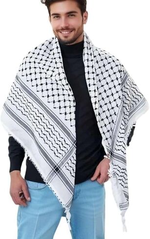 وشاح كوفية فلسطينية، وشاح فلسطين بشرابة، شماغ تكتيكي لغطاء الرأس للرجال والنساء in Kuwait