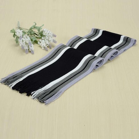 Knitted Scarf Winter Warm Soft Striped Shawl Wrap Tassel Fashion Accessories in Saudi Arabia