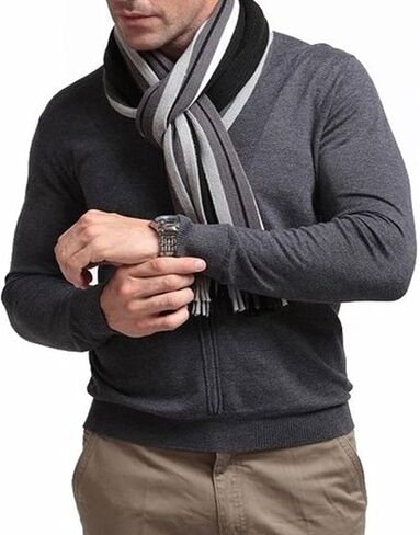 Knitted Scarf Winter Warm Soft Striped Shawl Wrap Tassel Fashion Accessories in Saudi Arabia