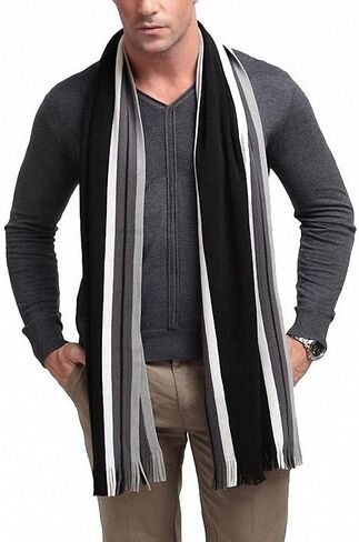 Knitted Scarf Winter Warm Soft Striped Shawl Wrap Tassel Fashion Accessories in Saudi Arabia