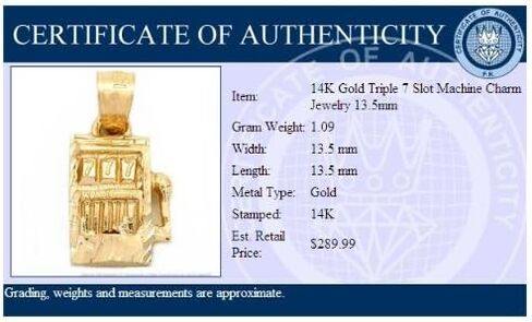 Slot Machine Charm 14k Gold 13.5mm in Saudi Arabia