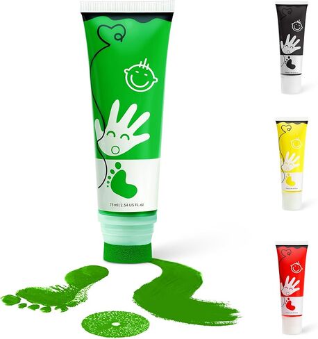 Baby Hand and Footprint Paint with Sponge Head, 2.54 fl oz, Non-Toxic & Acid-Free, Washable Baby Safe Paint for Newborn Keepsakes, Dog Nose & Paw Prints, Ideal New Mom Gift - Black in Saudi Arabia