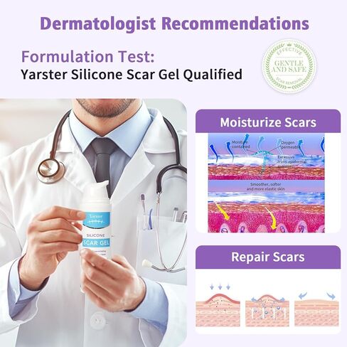 Silicone Scar Gel Scar Cream, Treats Old and New Scars, Stretch Marks Removal Formula Helps from Surgical, Burns, Acne Scar Treatment with Advanced Scar Gel, 1.7 oz (50ml) in Saudi Arabia