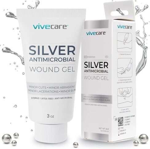 ViveCare Anti-Microbial Silver Wound Gel – Burn Cream – Healing Ointment – Medical Grade First Aid Gel for Burns, Cuts, Acne & Open Wounds – 3 oz (Pack of 1) in Saudi Arabia