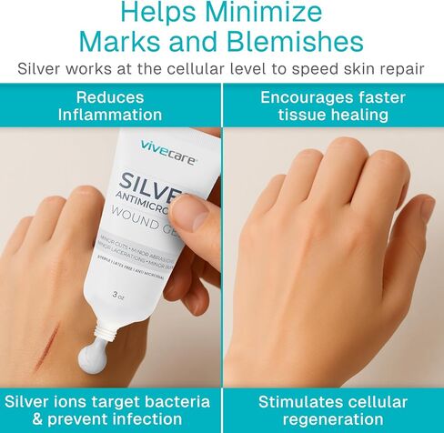 ViveCare Anti-Microbial Silver Wound Gel – Burn Cream – Healing Ointment – Medical Grade First Aid Gel for Burns, Cuts, Acne & Open Wounds – 3 oz (Pack of 1) in Saudi Arabia