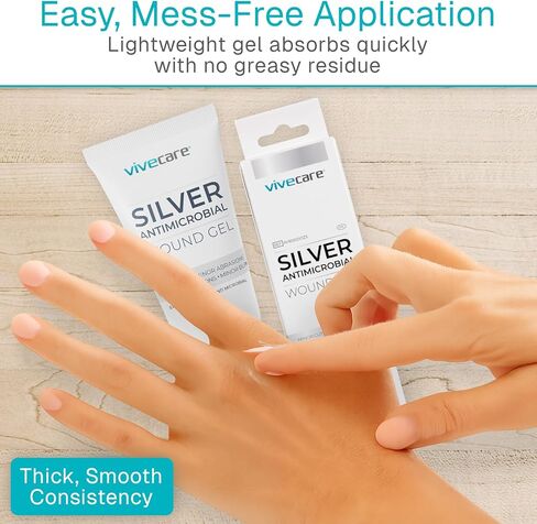 ViveCare Anti-Microbial Silver Wound Gel – Burn Cream – Healing Ointment – Medical Grade First Aid Gel for Burns, Cuts, Acne & Open Wounds – 3 oz (Pack of 1) in Saudi Arabia