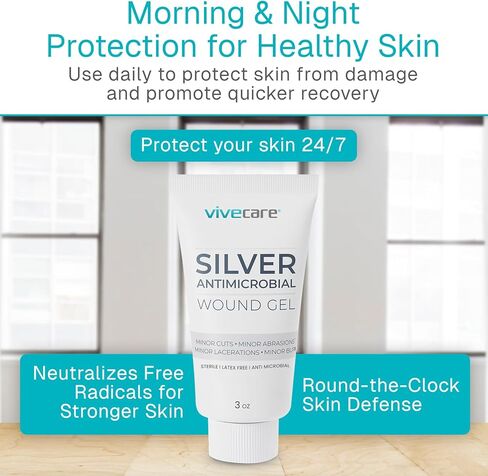 ViveCare Anti-Microbial Silver Wound Gel – Burn Cream – Healing Ointment – Medical Grade First Aid Gel for Burns, Cuts, Acne & Open Wounds – 3 oz (Pack of 1) in Saudi Arabia