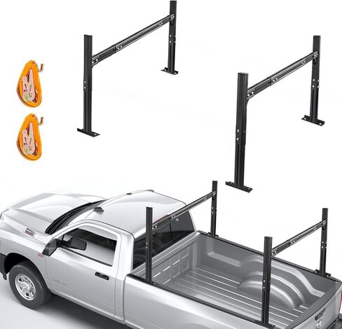 Universal Truck Ladder Rack with Side Rails,Adjustable Length & Height&Width,1000lbs Capacity Heavy Duty Aluminum Back Racks for Trucks in Kuwait