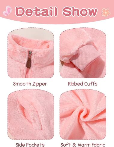 3-9Y Girls Winter Casual Fleece Half Zipper Hoodie Sweatshirt Long Sleeve Stand Collar Jacket Holiday Pullover Top in Saudi Arabia