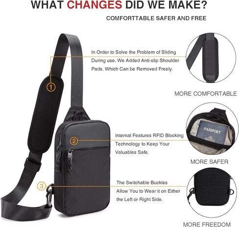 Mini Sling Bag for Men Women, RFID Blocking Crossbody Backpack Casual Utility Chest Phone Bag for Travel Workout in Saudi Arabia