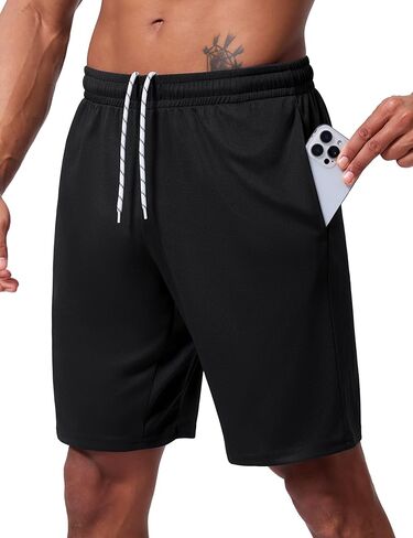 Men's Athletic Shorts 9 Inch Inseam - Quick Dry Mesh Basketball Shorts Men, Lightweight Mens Gym Running Shorts in Saudi Arabia