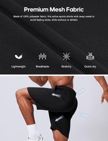 Men's Athletic Shorts 9 Inch Inseam - Quick Dry Mesh Basketball Shorts Men, Lightweight Mens Gym Running Shorts in Saudi Arabia