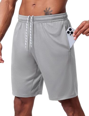 Men's Athletic Shorts 9 Inch Inseam - Quick Dry Mesh Basketball Shorts Men, Lightweight Mens Gym Running Shorts in Saudi Arabia