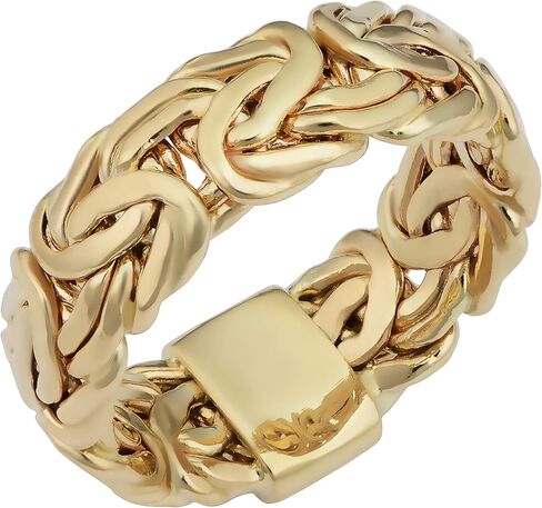 Kooljewelry 14k Yellow Gold 7.5 mm Byzantine Band Ring in Saudi Arabia