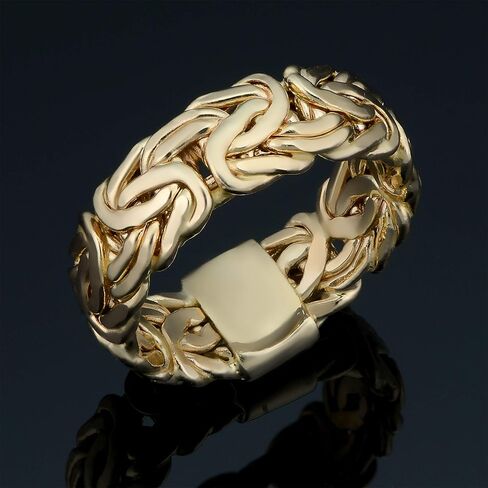 Kooljewelry 14k Yellow Gold 7.5 mm Byzantine Band Ring in Saudi Arabia
