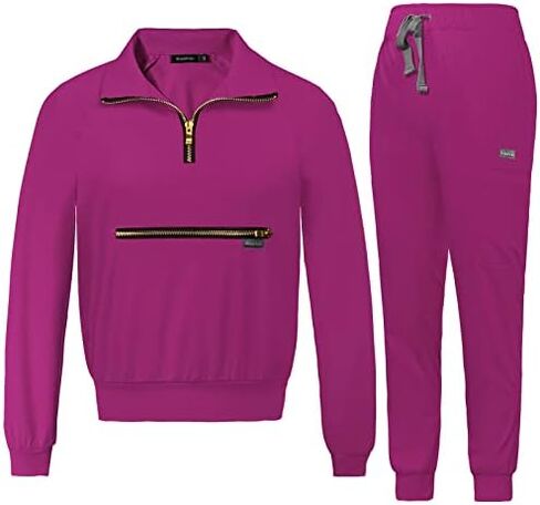 VIAOLI Scrubs for Women Set Long Sleeve Scrubs Top and Multi Pocket Jogger Pants Casual Scrub Jackets for Women in Kuwait