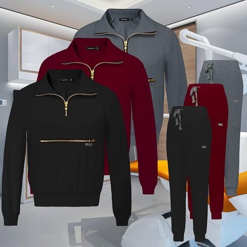 VIAOLI Scrubs for Women Set Long Sleeve Scrubs Top and Multi Pocket Jogger Pants Casual Scrub Jackets for Women in Kuwait