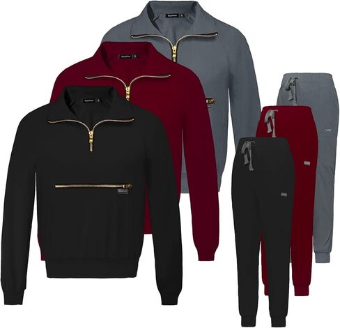 VIAOLI Scrubs for Women Set Long Sleeve Scrubs Top and Multi Pocket Jogger Pants Casual Scrub Jackets for Women in Kuwait