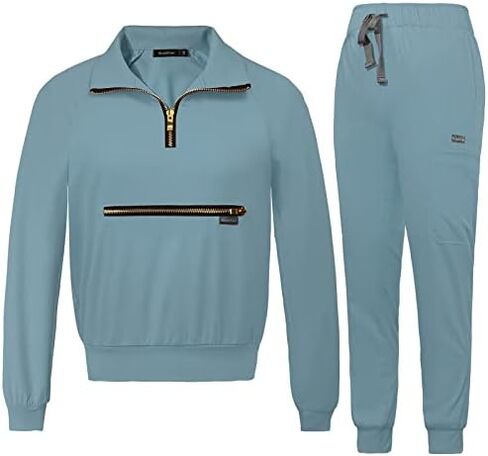VIAOLI Scrubs for Women Set Long Sleeve Scrubs Top and Multi Pocket Jogger Pants Casual Scrub Jackets for Women in Kuwait