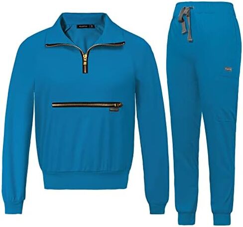 VIAOLI Scrubs for Women Set Long Sleeve Scrubs Top and Multi Pocket Jogger Pants Casual Scrub Jackets for Women in Kuwait