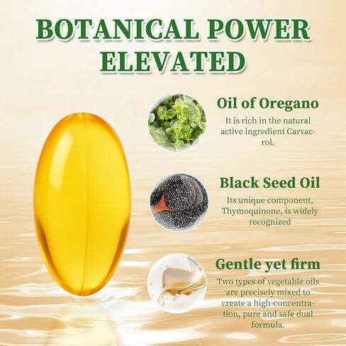 Oil of Oregano Softgels, 300 Count, Non-GMO | 2 in 1 Formulated with 4X Strength Carvacro | Black Seed Oil l & Thymoquinone | Plant Based in Saudi Arabia