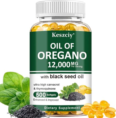 150 كبسولة هلامية من زيت الأوريجانو مع زيت الحبة السوداء، مكمل أوريجانو 2 في 1 لصحة المناعة، يحتفظ بالكارفاكرول والثيموكينون عالي التركيز، غير معدل وراثيًا، عبوة واحدة in Kuwait