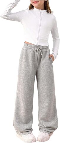 OYOANGLE Girl's Sweatsuit Set 2 Piece Long Sleeve Zip Up Jacket and Straight Leg Sweatpants Tracksuits in Saudi Arabia