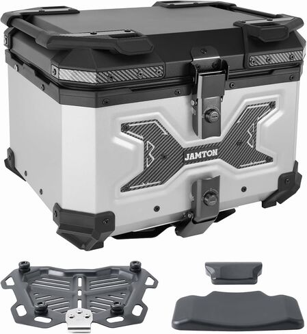 45L Universal Top Case for Motorcycle, Aluminum Motorcycle Tail Box Bag, Motorcycle Trunk with Anti-theft Lock and Quick-removal Function, Waterproof, Dustproof, Rustproof, with Universal Base in Saudi Arabia
