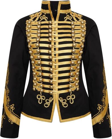 Ro Rox Adam Ant Military Drummer Jacket for Women, Marching Band Women’s Jacket for Themed Parties, Performances, Halloween, Black, XL in Saudi Arabia