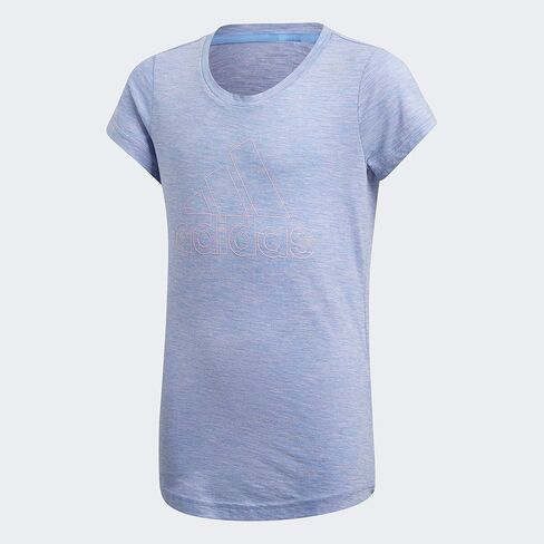 تي شيرت adidas Big Girls Youth (7-14) ID الفائزين بأكمام قصيرة، Lucky Blue/True Pink Medium 10-12 in Kuwait