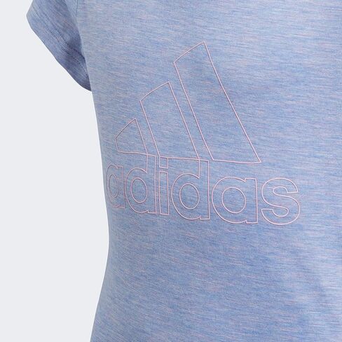 تي شيرت adidas Big Girls Youth (7-14) ID الفائزين بأكمام قصيرة، Lucky Blue/True Pink Medium 10-12 in Kuwait