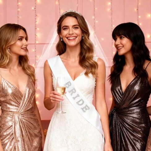 Bride To Be Sash and Veil White for Bachelorette Party Embroidered Pearl 2 Tier Veil and BRIDE Pearl Sash Set in Kuwait