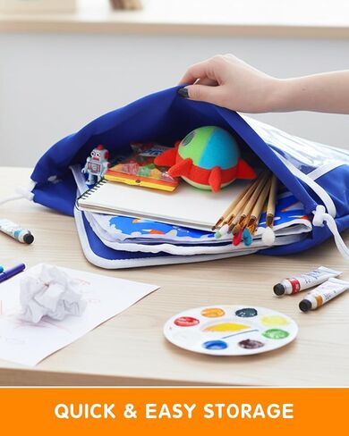 Adjustable Kids Airplane Tray Cover with Pocket Organizer, Snack & Toy Pockets, Toddler Airplane Travel Essentials, Travel Tray for Plane Train, Clear Touch Tablet Pocket, Carrying Strap, Plane Print in Saudi Arabia