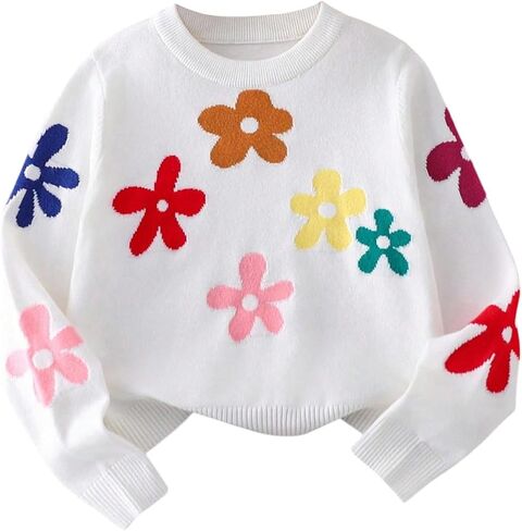 SOLY HUX Girl's Floral Sweaters Long Sleeve Crewneck Sweater Pullover Tops in Saudi Arabia