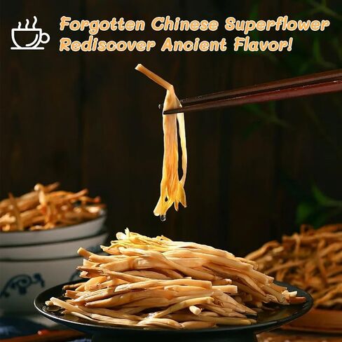 Premium Dried Lily Flowers, 200g/7.05oz Golden Needles Dried Day Lilies, Unsulfured Huang Hua Cai Flower Bubs, for Cooking Hot & Sour Soup Cold Salad Creamy Soup Pizza Topping in Saudi Arabia