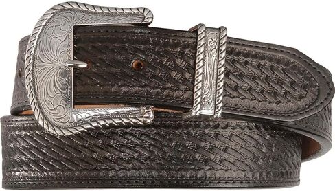 Justin Men's Bronco Basketweave Leather Belt Black 36 in Saudi Arabia
