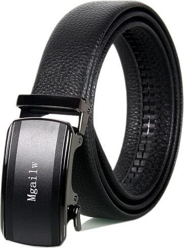 Men's Leather Ratchet Belt 1 3/8" Genuine Leather Automatic Buckle Dress & Casual Trim to Fit in Saudi Arabia