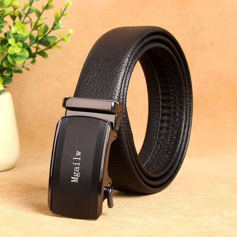 Men's Leather Ratchet Belt 1 3/8" Genuine Leather Automatic Buckle Dress & Casual Trim to Fit in Saudi Arabia