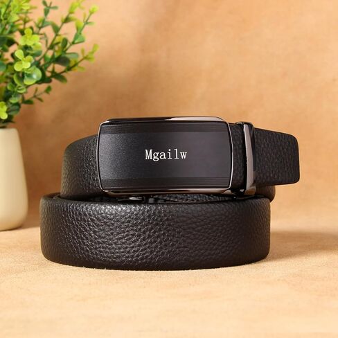 Men's Leather Ratchet Belt 1 3/8" Genuine Leather Automatic Buckle Dress & Casual Trim to Fit in Saudi Arabia