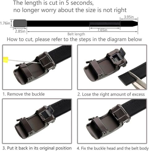 Men's Leather Ratchet Belt 1 3/8" Genuine Leather Automatic Buckle Dress & Casual Trim to Fit in Saudi Arabia