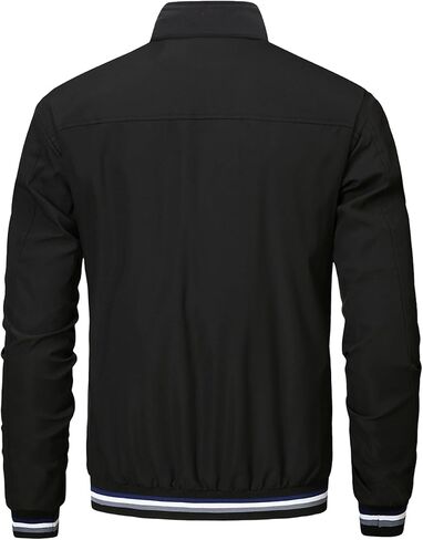 Mens Bomber Jackets Zipper Stand Collar Lightweight Fashion Casual Slim Fall Long Sleeve Windbreaker Coat Outwear in Saudi Arabia