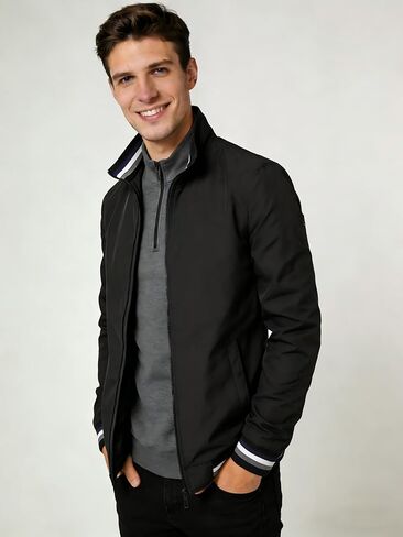 Mens Bomber Jackets Zipper Stand Collar Lightweight Fashion Casual Slim Fall Long Sleeve Windbreaker Coat Outwear in Saudi Arabia