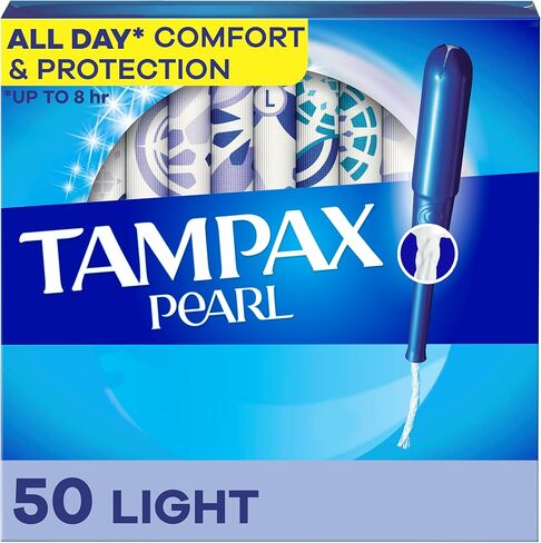 Tampax Pearl Tampons Light Absorbency with BPA-Free Plastic Applicator and LeakGuard Braid, Unscented, 50 Count in Saudi Arabia